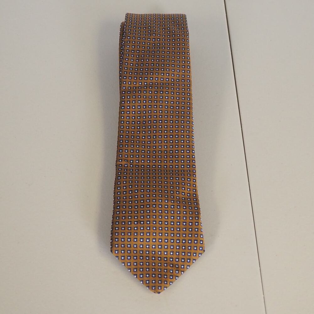 BARBARA BLANK New York Gold 100% Pure‎ Silk Necktie Mens Size 3" x 62 1/4" Tie
